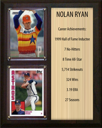 Nolan Ryan Houston Astros Hall of Fame Stats Plaque 8x10 2 Cards Topps, Bowman 2024 2025 2026