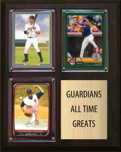 Cleveland Guardians All-Time Greats Fan Cave Plaque 8x10 3 Cards Topps Bowman 2024 2025 2026