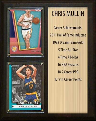 Chris Mullin Golden State Warriors Hall of Fame Stats Plaque 8x10 2 Cards Hoops, Prizm, Donruss 2024 2025 2026