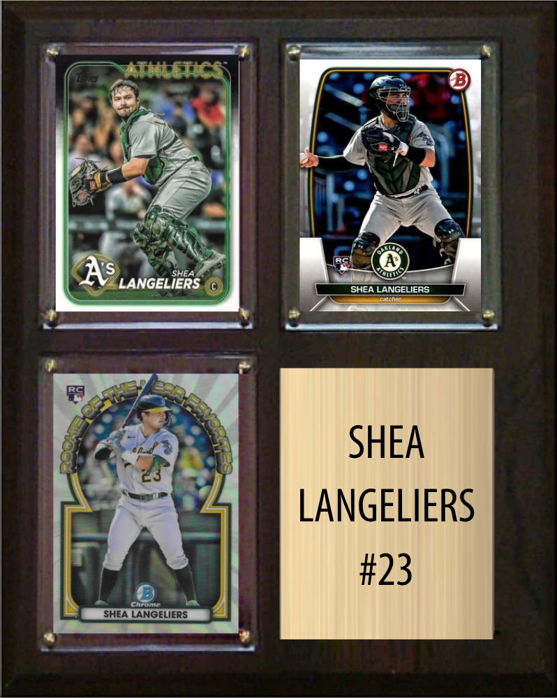 Shea Langeliers Oakland Athletics Fan Gift Plaque 8x10 3 Cards Topps Bowman Panini Donruss 2024 2025 2026