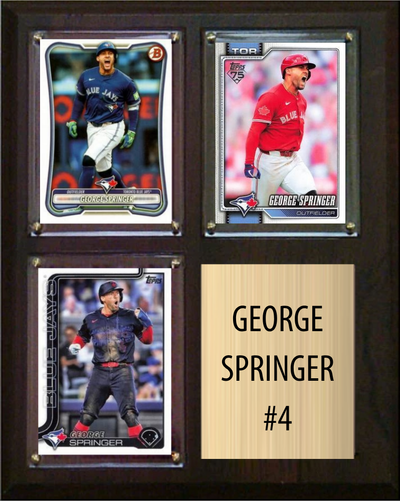 George Springer Toronto Blue Jays Fan Gift Plaque 8x10 3 Cards Topps, Bowman 2024 2025 2026
