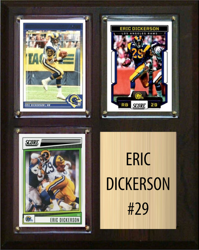 Eric Dickerson Los Angeles Rams Hall of Fame Fan Gift Plaque 8x10 3 Cards Prizm, Donruss, Score 2024 2025 2026
