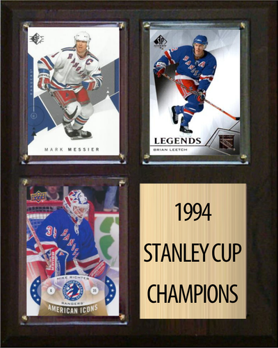 1994 New York Rangers Stanley Cup Champions Plaque 8x10 Messier Leetch Richter 3 Cards Upper Deck