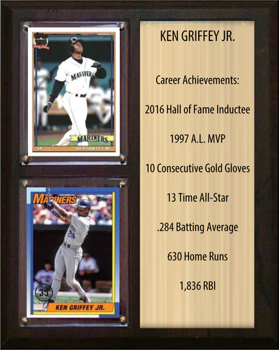 Ken Griffey Jr. Seattle Mariners HOF Fan Gift Plaque 8x10 Stats 2 Cards Topps Donruss Panini 2024 2025 2026