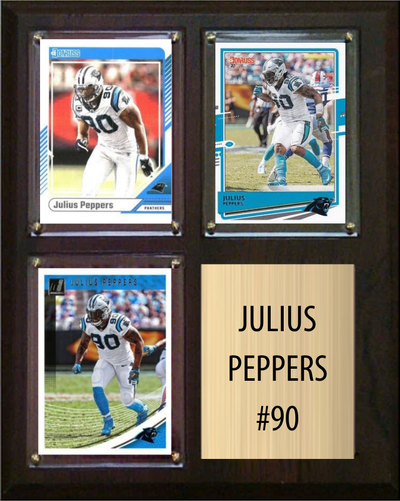Julius Peppers Carolina Panthers Hall of Fame Fan Gift Plaque 8x10 3 Cards Prizm, Donruss, Score 2024 2025 2026