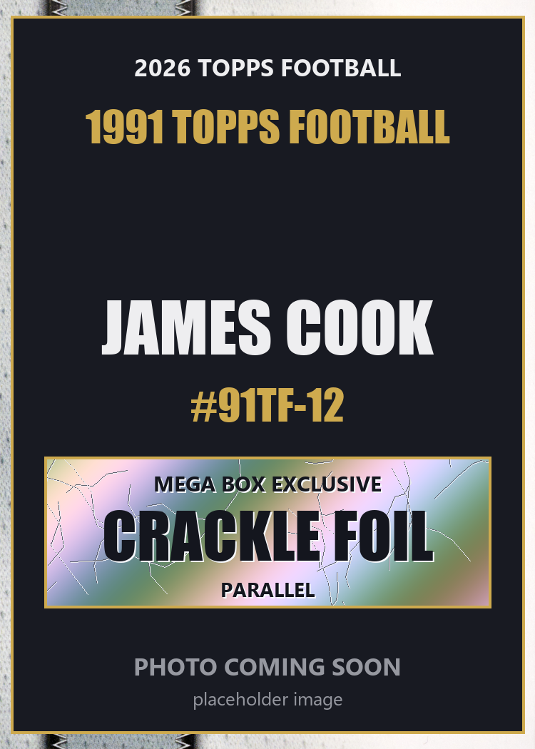 2026 Topps Football James Cook 1991 Topps Football #91TF-12 Mega Box Crackle Foil
