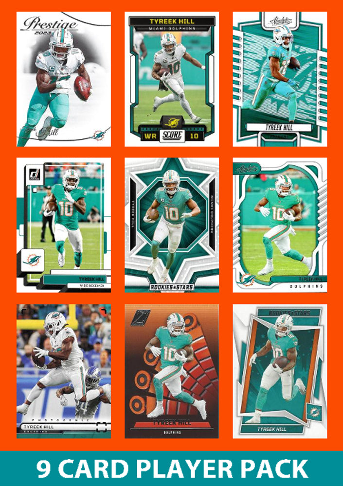 Tyreek Hill 9 Card Player Pack 2023 2024 2025 Donruss Panini Score Miami Dolphins