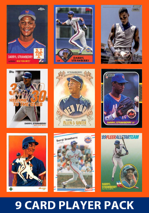 Darryl Strawberry New York Mets 9 Card Player Pack 2025 2024 Topps Bowman 1980s 1990s