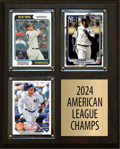 New York Yankees 2024 ALCS 3 Card Plaque Topps Bowman Aaron Judge Juan Soto Stanton