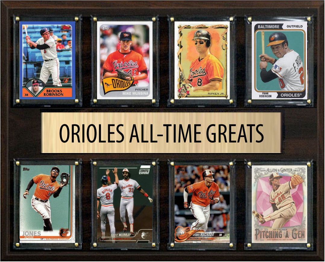 Baltimore Orioles All Time Greats Legends Plaque 8 Cards Cal Ripken Manny Machado Palmer