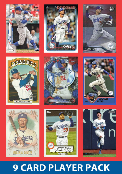 Mookie Betts LA Dodgers 9 Card Player Pack 2024 2023 Topps Bowman