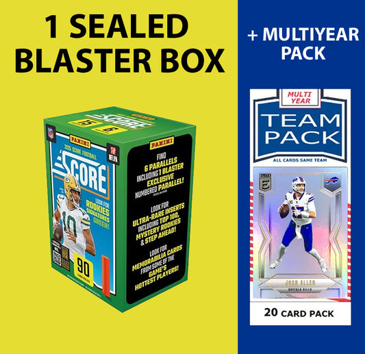 2025 SCORE Buffalo Bills Gift Pack - Sealed Blaster Box + Multiyear Team Pack Josh Allen