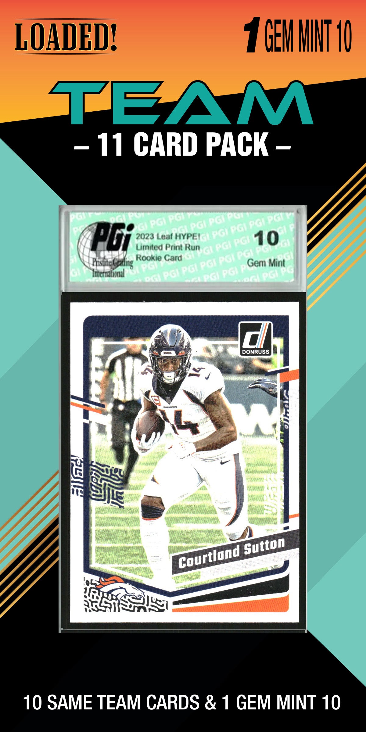 NFL 10 Card Graded Denver Broncos Pack