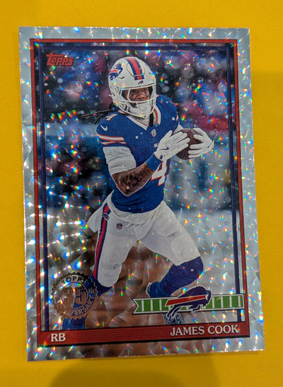 2026 Topps Football James Cook 1991 Topps Football #91TF-12 Mega Box Crackle Foil
