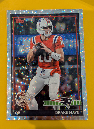 2026 Topps Football Drake Maye 1991 Topps Football #91TF-46 Mega Box Crackle Foil