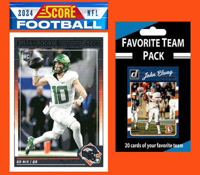 2024 SCORE NFL Denver Broncos Team Set Bo Nix RC 332 John Elway + 20 Card Pack