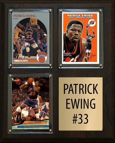 Patrick Ewing 33 3 Card Plaque Donruss Hoops Fleer Topps 2023 2024 New York Knicks