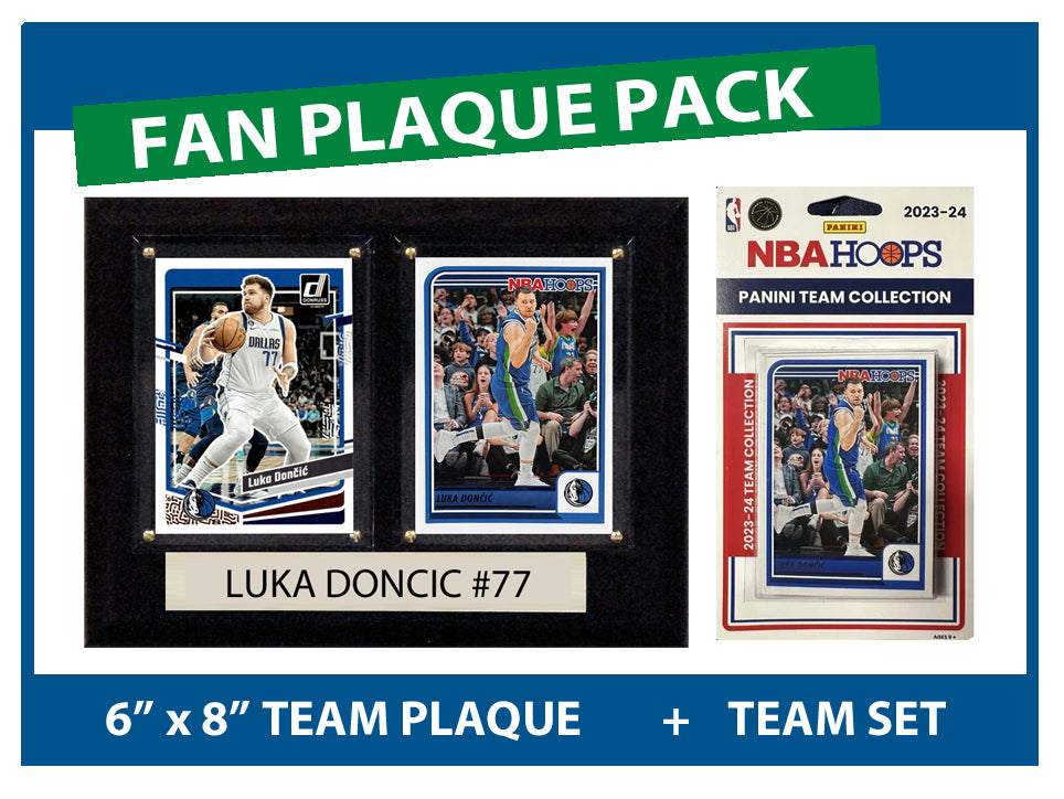 Dallas Fan Plaque Pack Luka Doncic + 2023-24 HOOPS Team Set