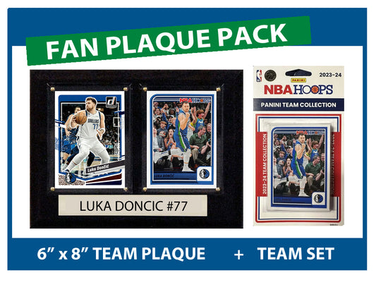 Dallas Mavericks Fan Plaque Pack Luka Doncic + 2023-24 HOOPS Team Set
