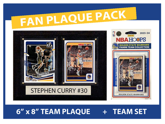 Golden State Warriors Fan Plaque Pack Steph Curry + 2023-24 HOOPS Team Set
