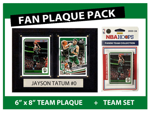 Boston Celtics Fan Plaque Pack Jayson Tatum + 2023-24 HOOPS Team Set