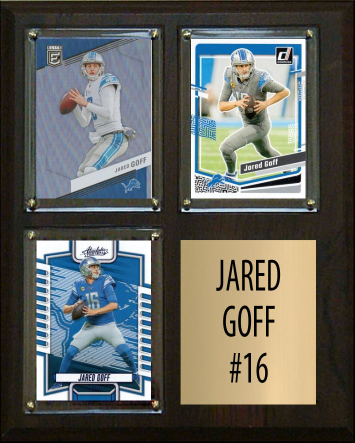 Jared Goff 3 Card Plaque Donruss Fleer Topps 2023 2024 Detroit Lions