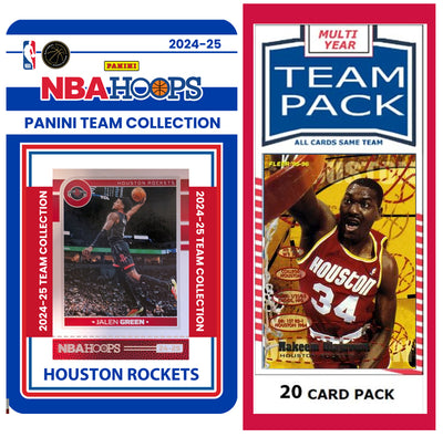 Houston Rockets Multiyear Pack 20 Cards Olajuwon + 2024-25 HOOPS Team Set Jalen Green