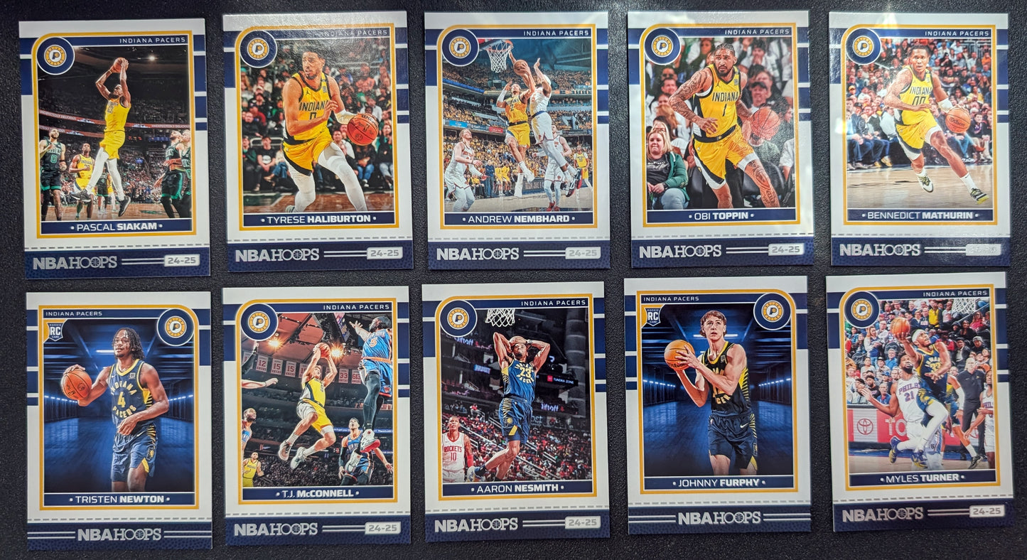 Indiana Pacers Multiyear Pack 20 Cards Reggie Miller + 2024-25 HOOPS Team Set Tyrese Haliburton