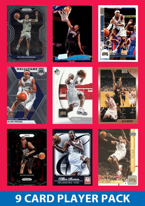 Allen Iverson 9 Card Player Pack 2023-24 Hoops Panini Philadelphia 76ers Sixers