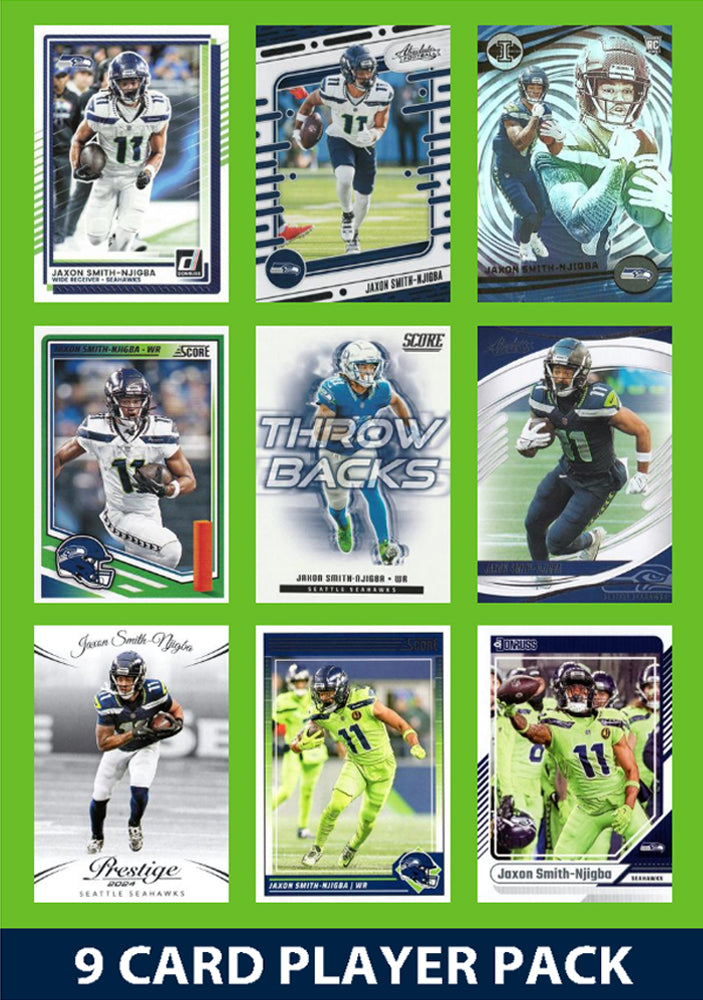 Jaxon Smith-Njigba 9 Card Player Pack 2024 2025 | Sports Card Gift