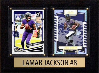 Lamar Jackson Score Donruss 2022 2021 2 Card 6" x 8" Plaque Baltimore Ravens