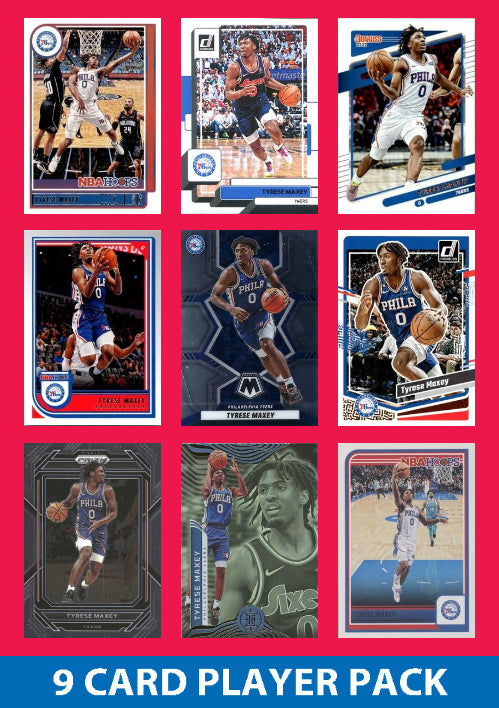 Tyrese Maxey 9 Card Player Pack 2023-24 Hoops Panini  Philadelphia 76ers Sixers