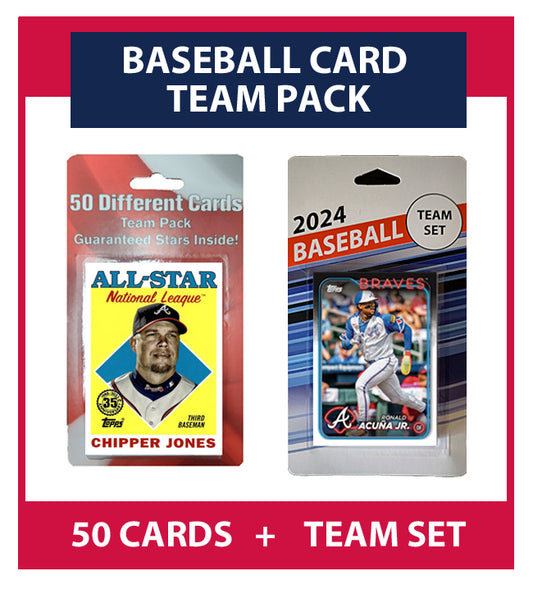Atlanta Braves Team Pack 50 Cards Chipper + 2024 Topps Team Set Acuna