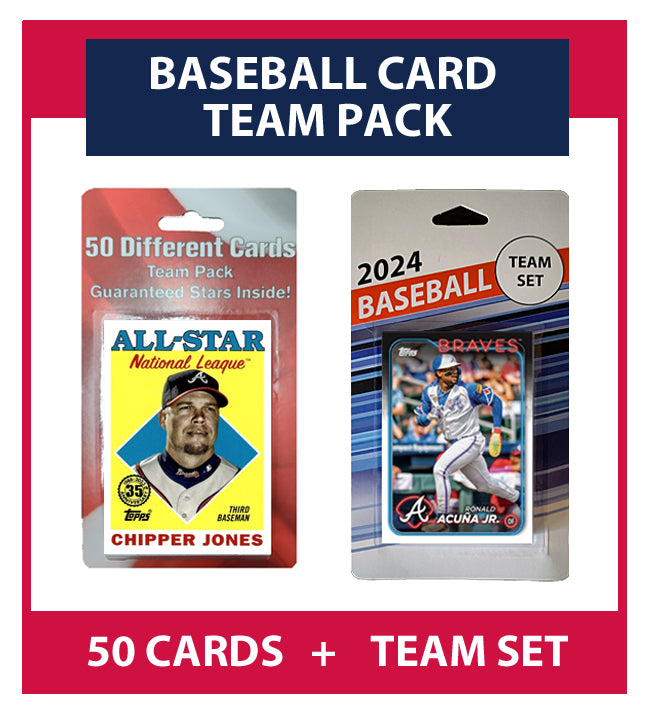 Atlanta Braves Team Pack 50 Cards Chipper + 2024 Topps Team Set Acuna