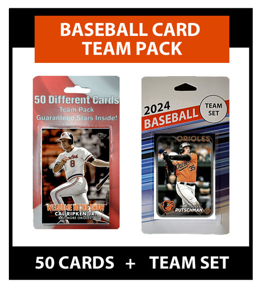 Baltimore Orioles Team Pack 50 Cards Cal Ripken + 2024 Topps Team Set Adley