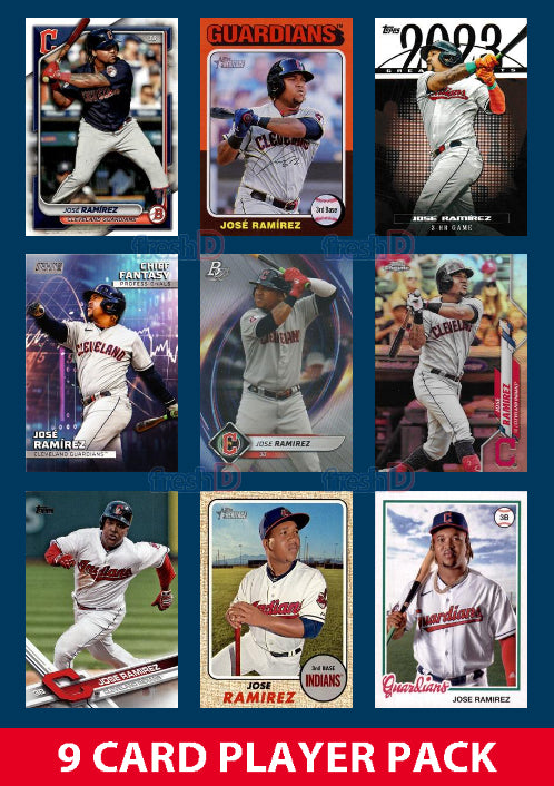 Jose Ramirez Cleveland Guardians 9 Card Player Pack 2025 2024 Topps Bowman