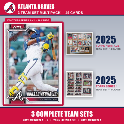 Atlanta Braves Baseball Team Set Multipack - 2026 Topps Series 1 & 2 + 2025 Heritage + 2025 Topps Series 1 - 3 Complete Team Sets - Ronald Acuna Jr.