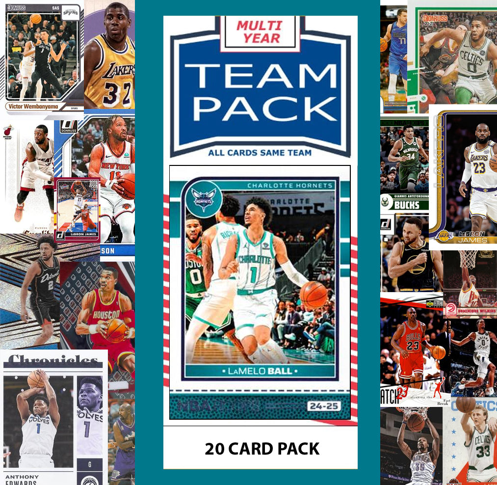 20 Card Multiyear Team Pack Charlotte Hornets 2025 2026 2024 Topps Panini Lamelo Ball