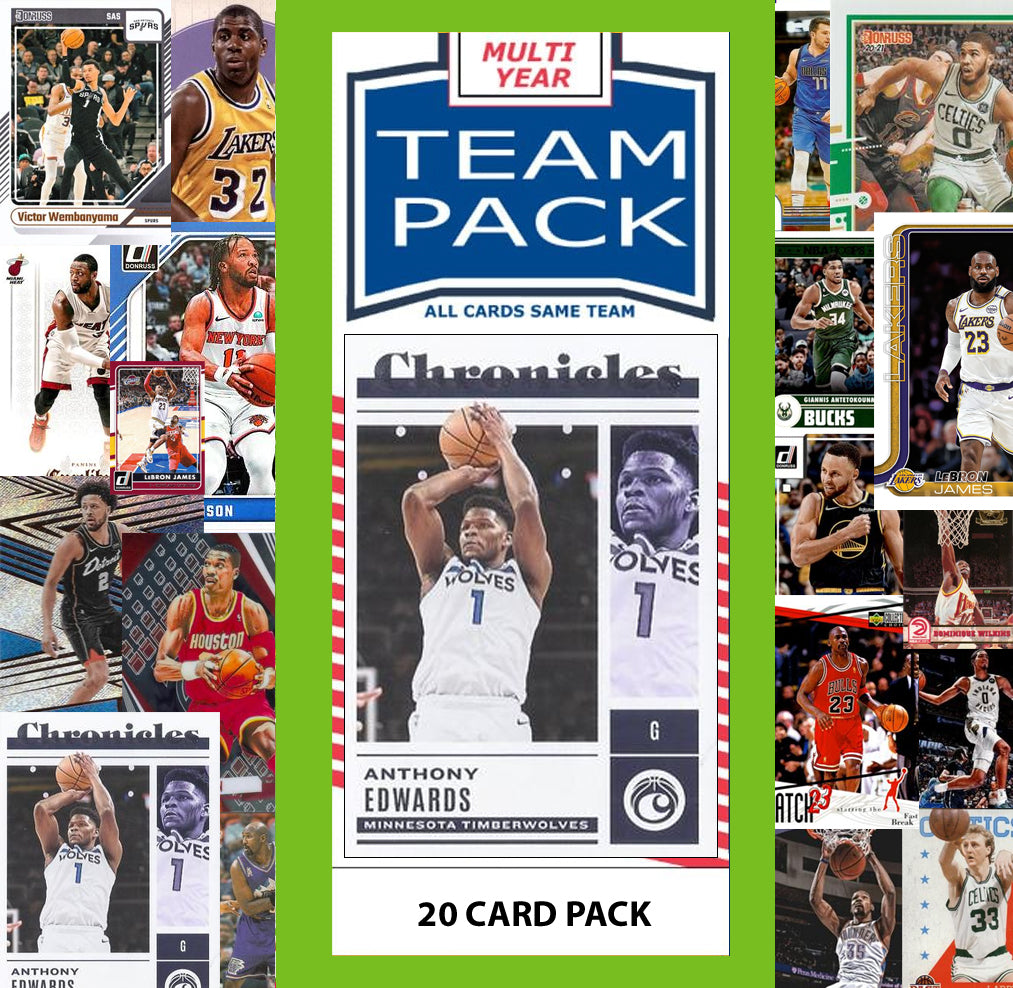20 Card Multiyear Team Pack Minnesota Timberwolves 2025 2026 2024 Topps Panini Edwards
