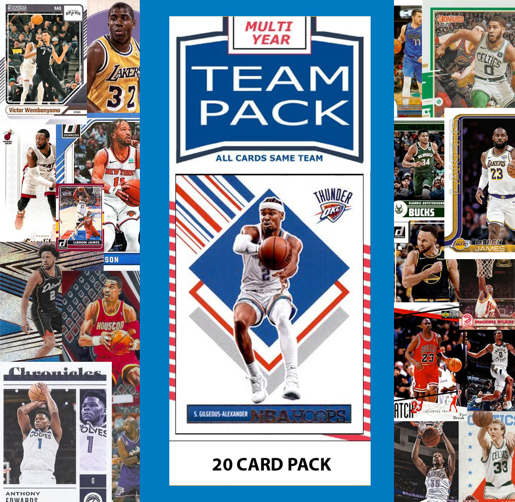 20 Card Multiyear Team Pack Oklahoma City Thunder 2025 2026 2024 Topps Panini SGA
