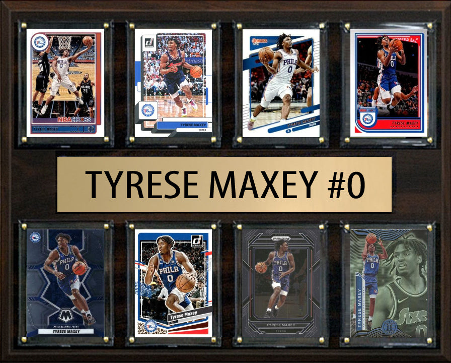 Tyrese Maxey #0 8 Card Plaque Donruss Hoops Fleer 2025 2024 Philadelphia 76ers Sixers