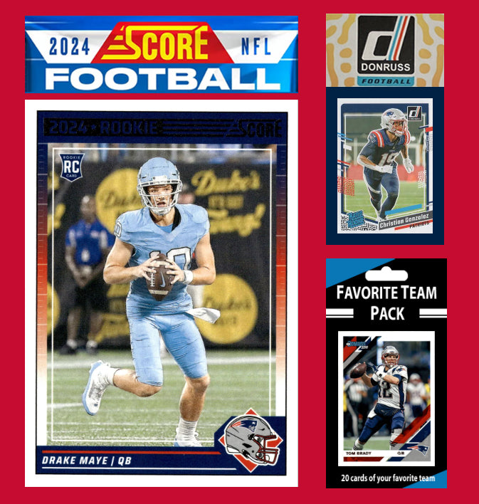 2024 SCORE NFL New England Patriots Set Gift Pack + 2023 Donruss + 20 Card Pack 303 Drake Maye RC Tom Brady