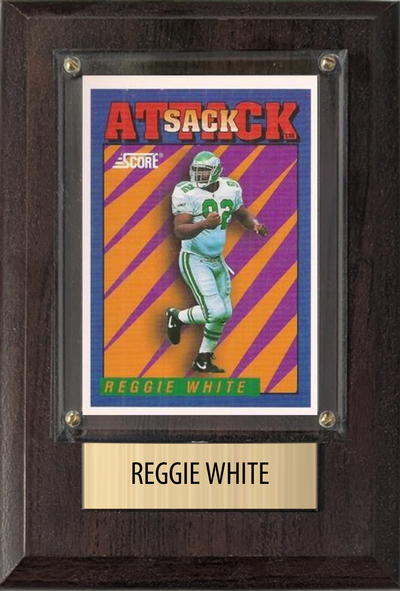 Reggie White Philadelphia Eagles Hall of Fame Fan Gift Plaque 4x6 1 Card Prizm, Donruss, Score 2024 2025 2026