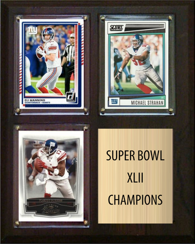 New York Giants Super Bowl XLII Champions Fan Gift Plaque 8x10 3 Cards