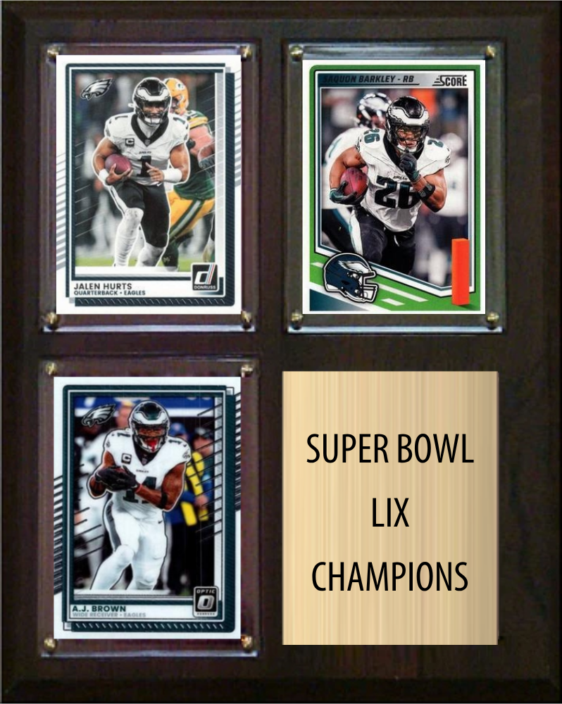 Philadelphia Eagles Super Bowl LIX Champions Fan Gift Plaque 8x10 3 Cards