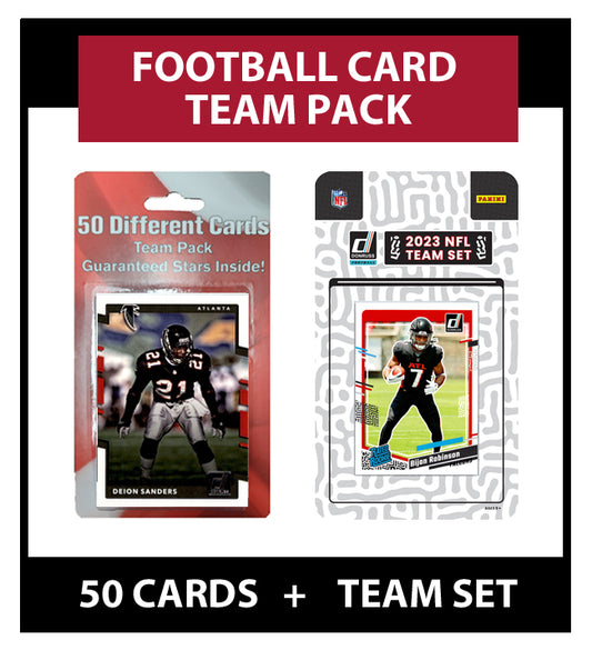 Atlanta Falcons Team Pack 50 Cards Deion Sanders + 2023 Donruss Team Set Bijan