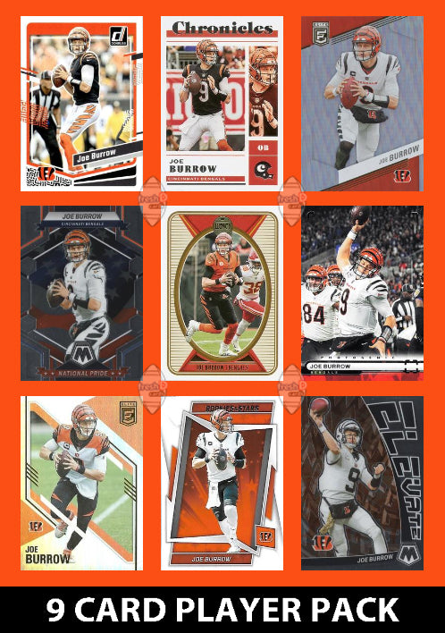 Joe Burrow 9 Card Player Pack 2023 2024 2025 Donruss Panini Score Cincinnati Bengals