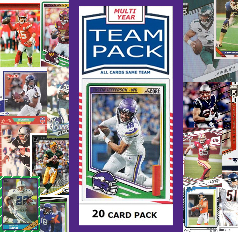 20 Card Team Pack Minnesota Vikings 2025 Score 2024 Donruss Justin Jefferson Randy Moss
