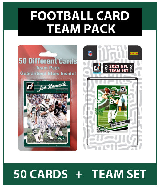 New York Jets Team Pack 50 Cards Joe Namath + 2023 Donruss Team Set Rodgers