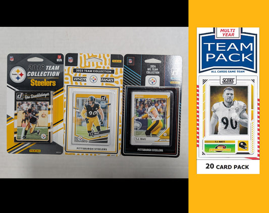 Donruss Steelers Team Set Bundle 2024 2023 2016 + Multiyear Pack 2025 SCORE Prizm TJ Watt